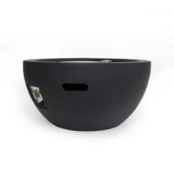 Marcel 26.75 In. W X 13.25 In. H Round Lightweight Concrete Outdoor Patio Propane Fire Pit In Dark Grey -Fire Place Store dark grey noble house fire pit kits 67444 1f 1000