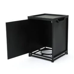 Marcel 26.75 In. W X 13.25 In. H Round Lightweight Concrete Outdoor Patio Propane Fire Pit In Dark Grey -Fire Place Store dark grey noble house fire pit kits 67444 76 1000