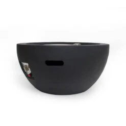 Marcel 26.75 In. W X 13.25 In. H Round Lightweight Concrete Outdoor Patio Propane Fire Pit In Dark Grey -Fire Place Store dark grey noble house fire pit kits 67444 a0 1000