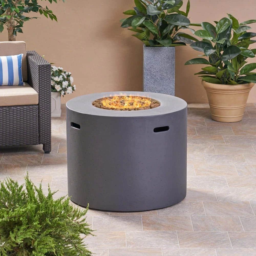 31.1 In. W X 24.5 In. H Round Metal Propane Burning Outdoor Fire Pit In Dark Grey 2 31.1 In. W X 24.5 In. H Round Metal Propane Burning Outdoor Fire Pit In Dark Grey - Image 2