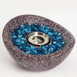 Pink & White Concrete Tabletop Fire Pit, Portable Ethanol Fireplace With Stainless Steel Lid & Blue Glass Beads -Fire Place Store dark purple daheat gas fire pits pw 53fpt912 a0 1000