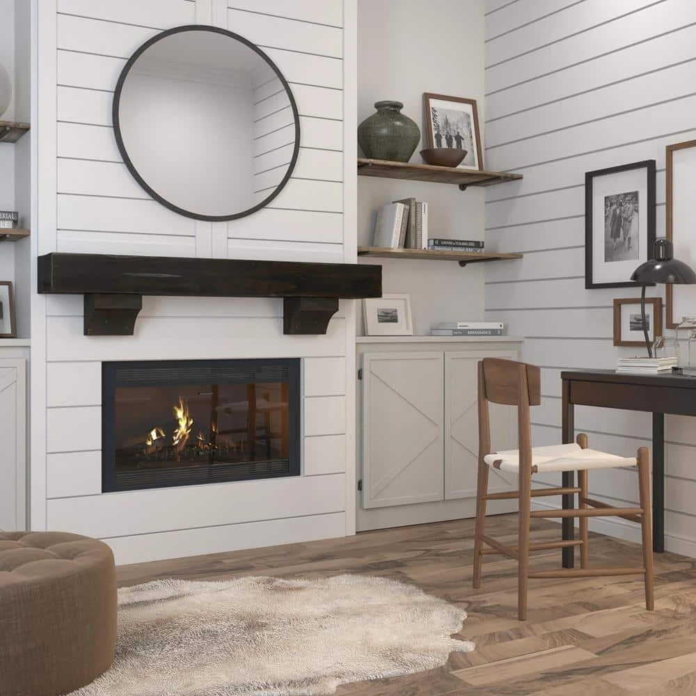 5 Ft. Dark Roast Distressed Cap-Shelf Mantel 4 5 Ft. Dark Roast Distressed Cap-Shelf Mantel - Image 4