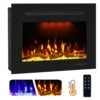 27.1 In. Width Back Electric Fireplace Insert With 3-Flame, Thermostat, Crackling Speaker