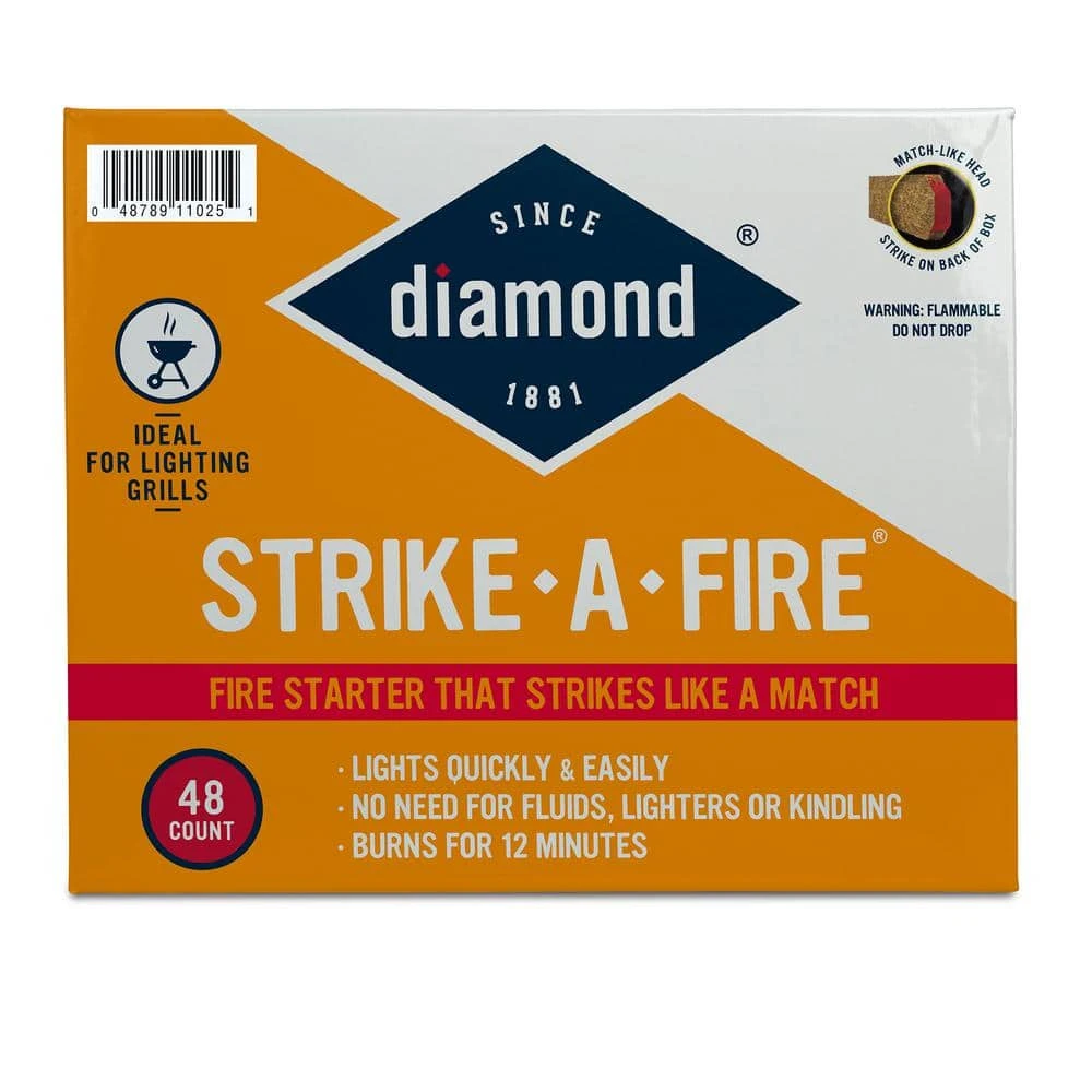 Diamond Strike-A-Fire Fire Starters Strikes Like A Match For Lighting Grills Fireplaces And Firepits (48-Pack) 1 Diamond Strike-A-Fire Fire Starters Strikes Like A Match For Lighting Grills Fireplaces And Firepits (48-Pack)