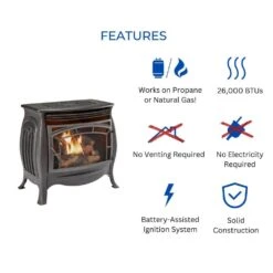 Dual Fuel Ventless Gas Stove - Model FDSR25, Matte Finish, Remote Control -Fire Place Store duluth forge freestanding gas stoves 170037 1f 1000