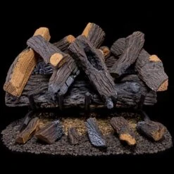 Vented Natural Gas Fireplace Log Set - 24 In., 55,000 BTU, Heartland Oak 10 Vented Natural Gas Fireplace Log Set - 24 In., 55,000 BTU, Heartland Oak -Fire Place Store duluth forge vented gas fireplace logs 210037 4f 1000