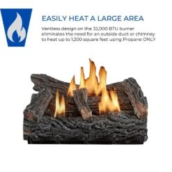 22 In. Winter Oak Vent-Free Dual Fuel Gas Fireplace Log Set, 32,000 BTU, Thermostat Control -Fire Place Store duluth forge ventless gas fireplace logs 170803 fa 1000