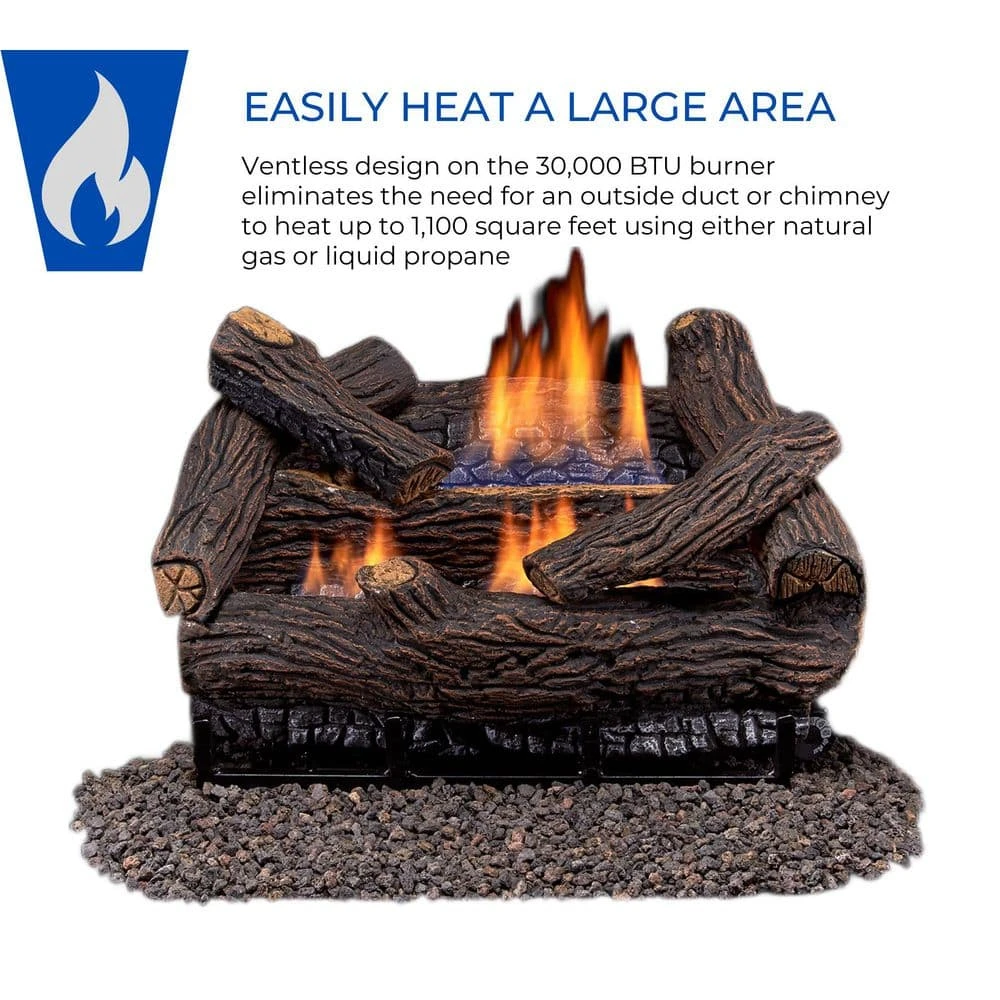 18 In. Stacked Red Oak Vent Free Indoor Propane Gas Log Set With Remote Thermostat Control And Fiber Logs 8 18 In. Stacked Red Oak Vent Free Indoor Propane Gas Log Set With Remote Thermostat Control And Fiber Logs - Image 8