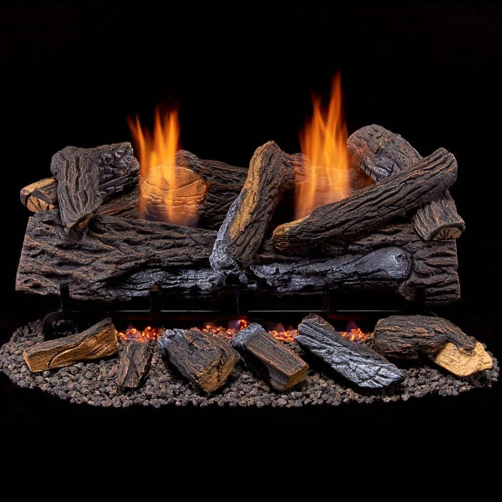 Ventless Dual Fuel Gas Log Set - 24 In. Berkshire Stacked Oak - Remote Control 1 Ventless Dual Fuel Gas Log Set - 24 In. Berkshire Stacked Oak - Remote Control
