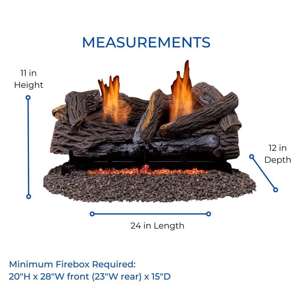 Ventless Dual Fuel Gas Log Set - 24 In. Berkshire Stacked Oak - Remote Control 2 Ventless Dual Fuel Gas Log Set - 24 In. Berkshire Stacked Oak - Remote Control - Image 2