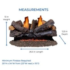 Ventless Dual Fuel Gas Log Set - 30 In. Berkshire Stacked Oak - Remote Control 29 Ventless Dual Fuel Gas Log Set - 30 In. Berkshire Stacked Oak - Remote Control -Fire Place Store duluth forge ventless gas fireplace logs 210052 31 1000