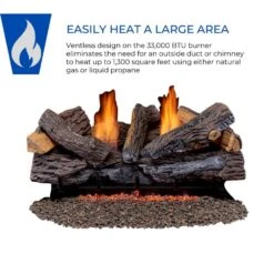 Ventless Dual Fuel Gas Log Set - 30 In. Berkshire Stacked Oak - Remote Control 20 Ventless Dual Fuel Gas Log Set - 30 In. Berkshire Stacked Oak - Remote Control -Fire Place Store duluth forge ventless gas fireplace logs 210052 66 1000