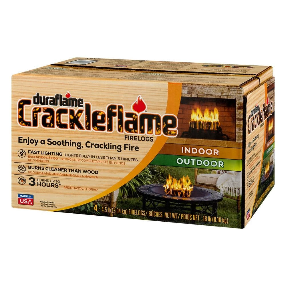 Crackleflame 4.5 Lb. Indoor/Outdoor Firelogs (4-Pack), 3 Hour Burn 2 Crackleflame 4.5 Lb. Indoor/Outdoor Firelogs (4-Pack), 3 Hour Burn - Image 2
