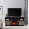 Southern Enterprises Moore 60 In. Alexa Enabled Electric Fireplace In Ebony And Burnt Oak