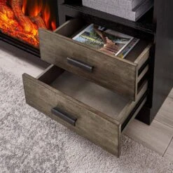 Southern Enterprises Moore 60 In. Alexa Enabled Electric Fireplace In Ebony And Burnt Oak 17 Southern Enterprises Moore 60 In. Alexa Enabled Electric Fireplace In Ebony And Burnt Oak -Fire Place Store ebony and burnt oak finish southern enterprises freestanding electric fireplaces hd014043 77 1000