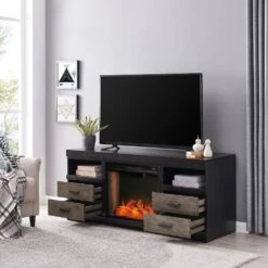 Southern Enterprises Moore 60 In. Alexa Enabled Electric Fireplace In Ebony And Burnt Oak 18 Southern Enterprises Moore 60 In. Alexa Enabled Electric Fireplace In Ebony And Burnt Oak -Fire Place Store ebony and burnt oak finish southern enterprises freestanding electric fireplaces hd014043 c3 1000