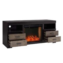 Southern Enterprises Moore 60 In. Alexa Enabled Electric Fireplace In Ebony And Burnt Oak 22 Southern Enterprises Moore 60 In. Alexa Enabled Electric Fireplace In Ebony And Burnt Oak -Fire Place Store ebony and burnt oak finish southern enterprises freestanding electric fireplaces hd014043 fa 1000