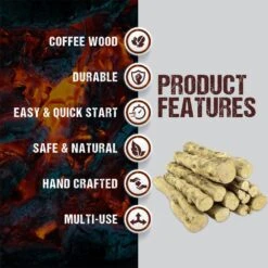 100% Natural Coffee Lump Fire Wood Solid Fuel And Free Fire Starters (2-Pack) -Fire Place Store ecofire firewood lcafe2 1d 1000