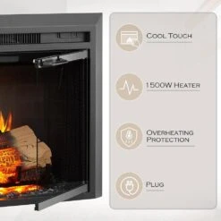 28 In. Electric Fireplace Insert With Remote Control, Adjustable Flame Brightness And Speed, 750/1500W -Fire Place Store edendirect electric fireplace inserts hxsyra22090506 1f 1000