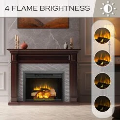28 In. Electric Fireplace Insert With Remote Control, Adjustable Flame Brightness And Speed, 750/1500W -Fire Place Store edendirect electric fireplace inserts hxsyra22090506 4f 1000