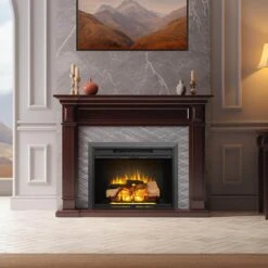28 In. Electric Fireplace Insert With Remote Control, Adjustable Flame Brightness And Speed, 750/1500W -Fire Place Store edendirect electric fireplace inserts hxsyra22090506 fa 1000