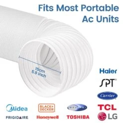 5.9 In. X 6.56 Ft. Insulated Flexible Duct, Exhaust Hose For Portable Air Conditioner, Exhaust Hose For Air Cooler -Fire Place Store edendirect flexible ductwork ac 2mhose ac c3 1000
