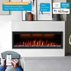 48 In. Smart Electric Recessed And Wall Mounted Fireplace With Remote In Black Fireplace Insert -Fire Place Store electric fireplace inserts bi48zpr01 44 1000