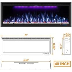 48 In. Smart Electric Recessed And Wall Mounted Fireplace With Remote In Black Fireplace Insert -Fire Place Store electric fireplace inserts bi48zpr01 c3 1000