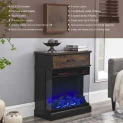 25 In. Stand Side Table With 3-Sided Glass Electric Fireplace Insert 15 25 In. Stand Side Table With 3-Sided Glass Electric Fireplace Insert -Fire Place Store electric fireplace inserts d123 fire 1 44 1000