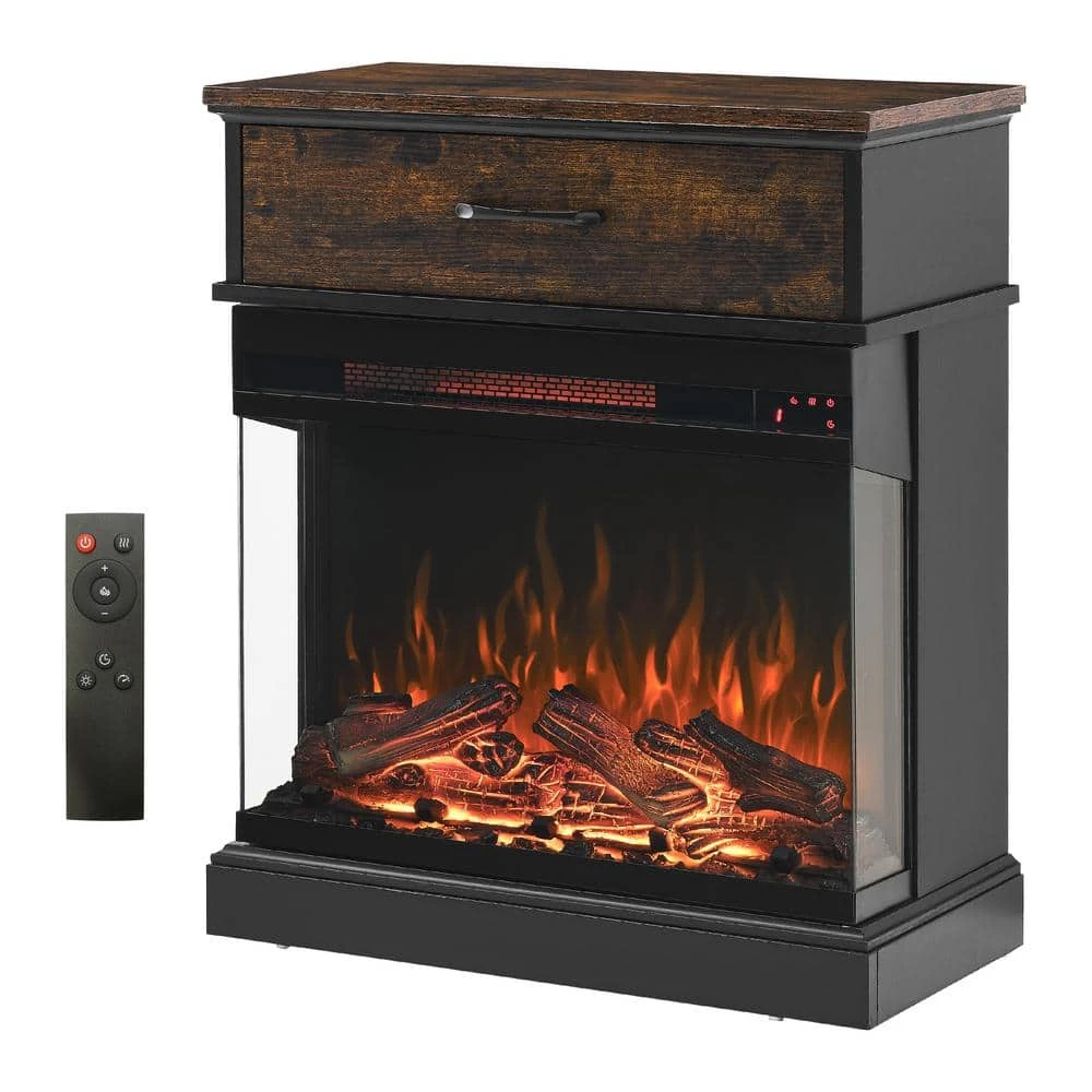 25 In. Stand Side Table With 3-Sided Glass Electric Fireplace Insert 1 25 In. Stand Side Table With 3-Sided Glass Electric Fireplace Insert