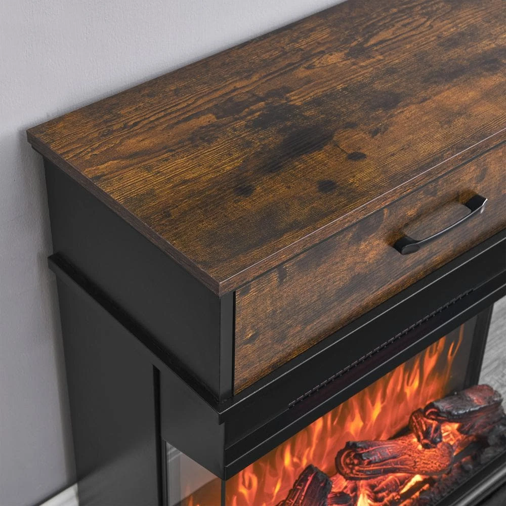 25 In. Stand Side Table With 3-Sided Glass Electric Fireplace Insert 3 25 In. Stand Side Table With 3-Sided Glass Electric Fireplace Insert - Image 3