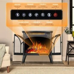 300 Sq. Ft. Electric Stove In Gray With Remote Control -Fire Place Store electric stove heaters mysl115 4f 1000