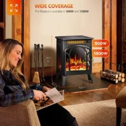 300 Sq. Ft. Electric Stove In Black With Remote Control -Fire Place Store electric stove heaters mysl118 44 1000