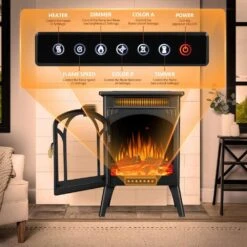 300 Sq. Ft. Electric Stove In Black With Remote Control -Fire Place Store electric stove heaters mysl118 76 1000