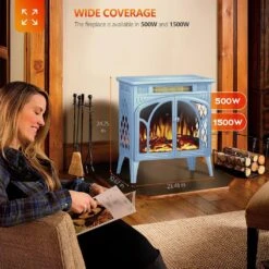 300 Sq. Ft. Electric Stove In Blue With Remote Control -Fire Place Store electric stove heaters mysl121 44 1000
