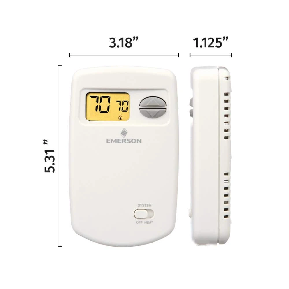 Emerson 70 Series Classic, Non-Programmable, Heat Only (1H/0C) Vertical Thermostat 3 Emerson 70 Series Classic, Non-Programmable, Heat Only (1H/0C) Vertical Thermostat - Image 3