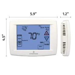 Emerson 90 Series Blue, 7 Day Programmable, Univeral (4H/2C) Touchscreen Thermostat With Humidity Control -Fire Place Store emerson programmable thermostats 1f95 1291 c3 1000