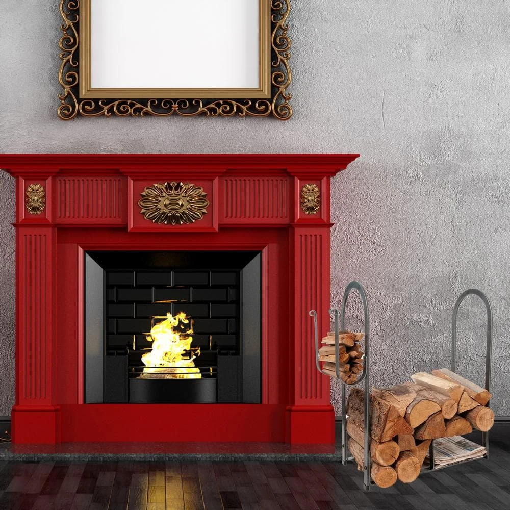 Handcrafted Large Fire Center Firewood Rack Hammered Steel 1 Handcrafted Large Fire Center Firewood Rack Hammered Steel