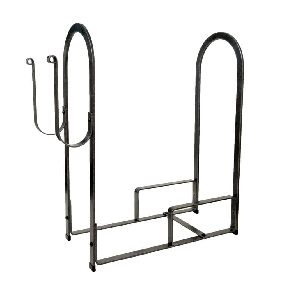 Handcrafted Large Fire Center Firewood Rack Hammered Steel 2 Handcrafted Large Fire Center Firewood Rack Hammered Steel - Image 2