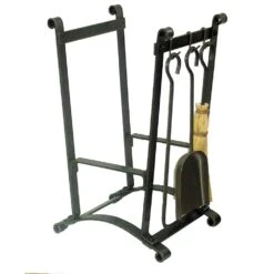 Handcrafted Compact Curved Firewood Rack With Tools Hammered Steel -Fire Place Store enclume firewood racks lr16 hs 4f 1000