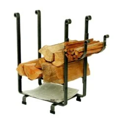Handcrafted Rectangle Firewood Rack With Newspaper Holder Hammered Steel 5 Handcrafted Rectangle Firewood Rack With Newspaper Holder Hammered Steel -Fire Place Store enclume firewood racks lr1bn hs 4f 1000