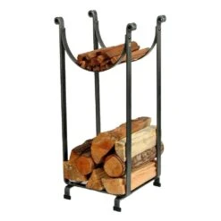 Handcrafted Sling Firewood Rack Hammered Steel