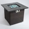 29.92 In. W X 29.92 In. D X 24.80 In. H Square Steel And PE Rattan Propane Outdoor Fire Pits In Espresso