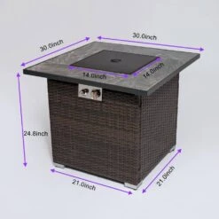 29.92 In. W X 29.92 In. D X 24.80 In. H Square Steel And PE Rattan Propane Outdoor Fire Pits In Espresso -Fire Place Store espresso jimsmaison gas fire pits jmaohfp13ep 76 1000