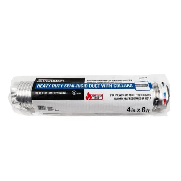 4 In. X 6 Ft. Heavy Duty Aluminum Duct With Collars 4 4 In. X 6 Ft. Heavy Duty Aluminum Duct With Collars - Image 4