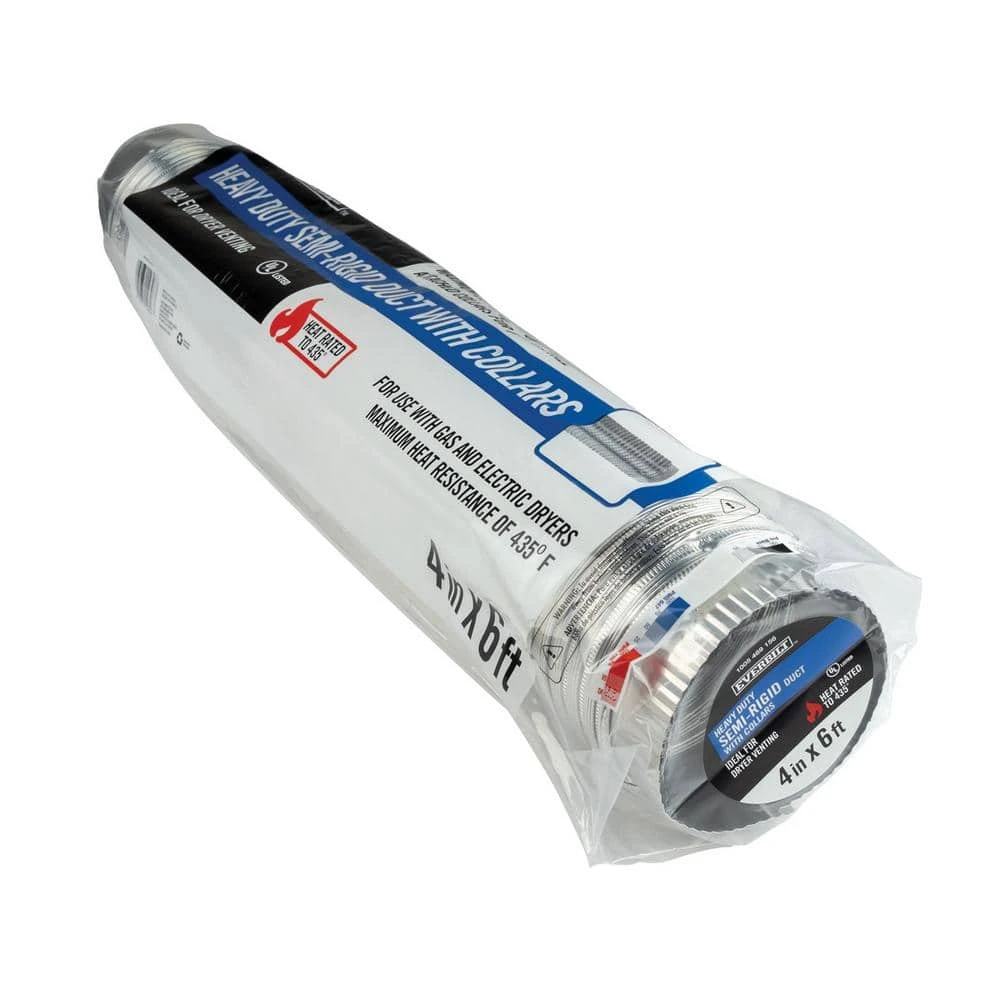 4 In. X 6 Ft. Heavy Duty Aluminum Duct With Collars 2 4 In. X 6 Ft. Heavy Duty Aluminum Duct With Collars - Image 2