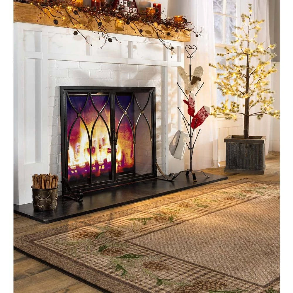 38 In. X 31 In. Winchester Black Metal 1-Panel Fireplace Screen With Doors 2 38 In. X 31 In. Winchester Black Metal 1-Panel Fireplace Screen With Doors - Image 2
