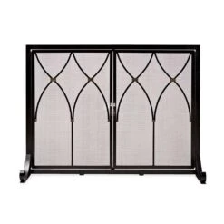 38 In. X 31 In. Winchester Black Metal 1-Panel Fireplace Screen With Doors