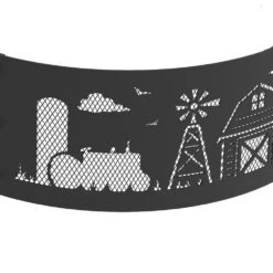 Decorative 36 In. X 12 In. Round Steel Wood Fire Pit Ring - Farm -Fire Place Store farm blue sky outdoor living fire pit covers and accessories fr361208fd 1d 1000