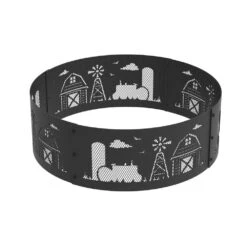 Decorative 36 In. X 12 In. Round Steel Wood Fire Pit Ring - Farm